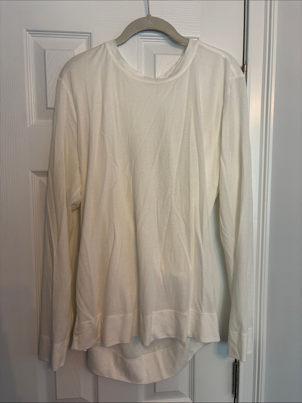 Helmut Lang Ivory Crew Neck Long Sleeve Top